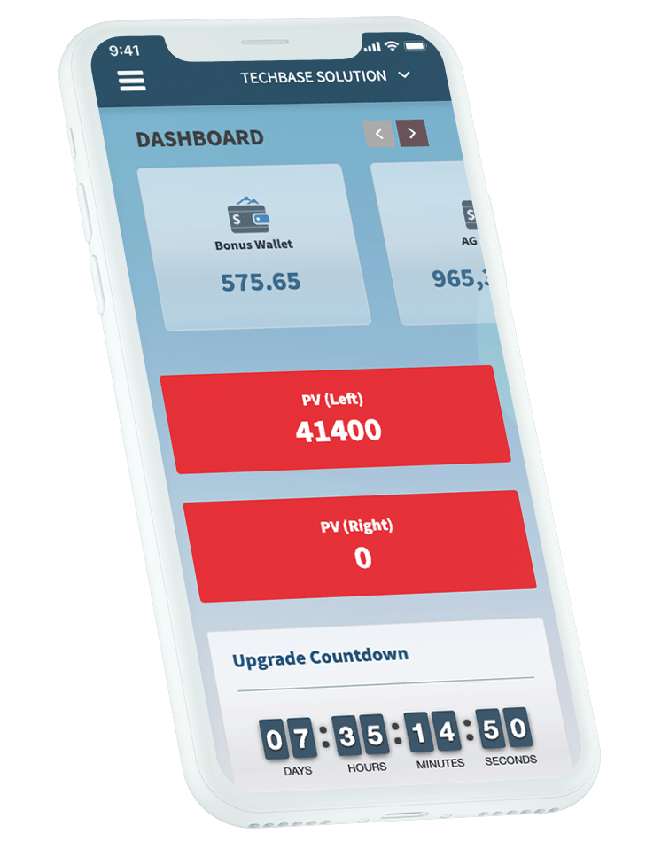 Techbase MLM Mobile App Interface